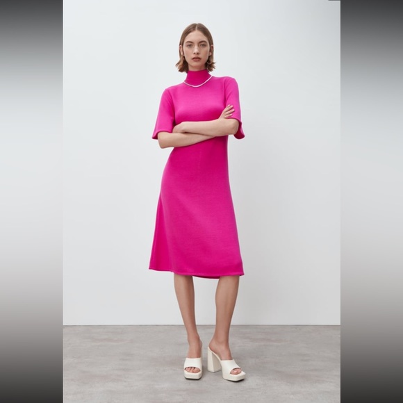 ZARA Soft Mock Neck Dress - Picture 5 of 9